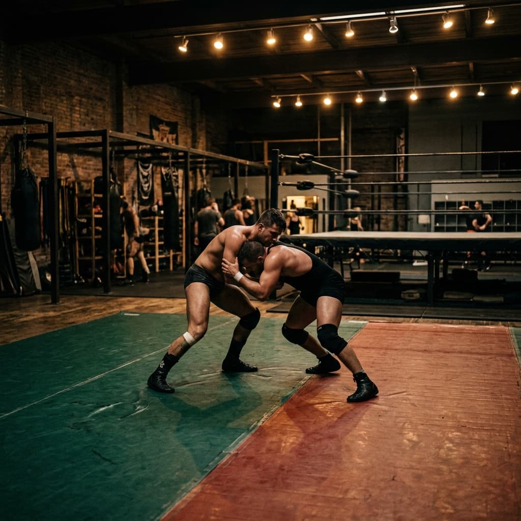 Youth grappling instruction at a local academy